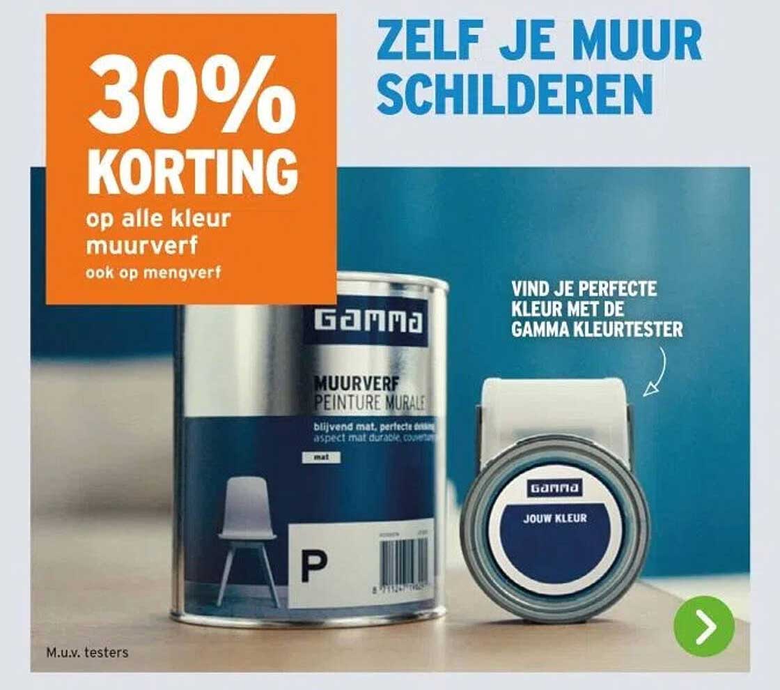 30% KORTING op alle kleur muurverf