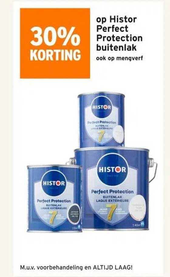 30% KORTING op Histor Perfect Protection buitenlak ook op mengverf