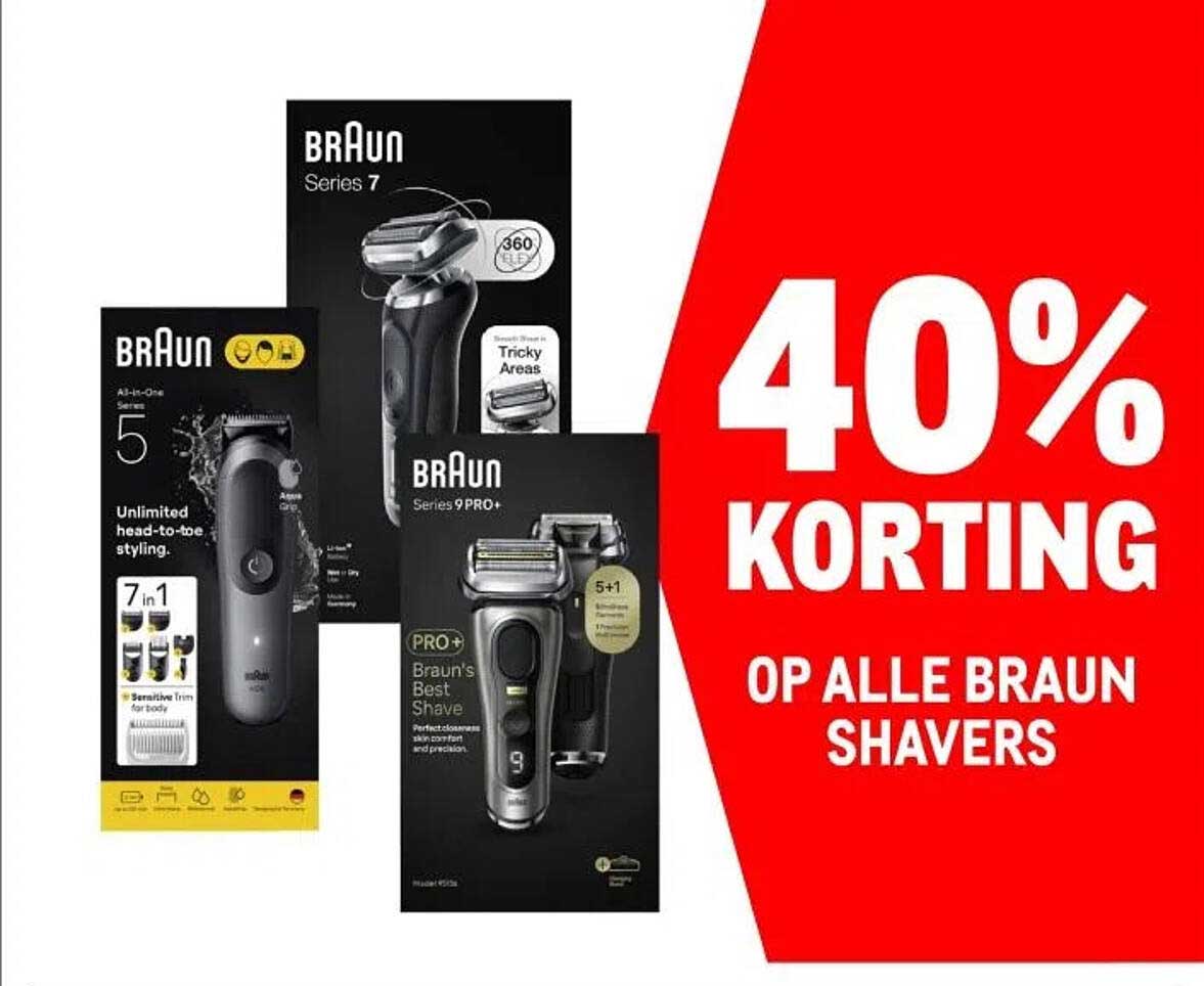 40% KORTING OP ALLE BRAUN SHAVERS