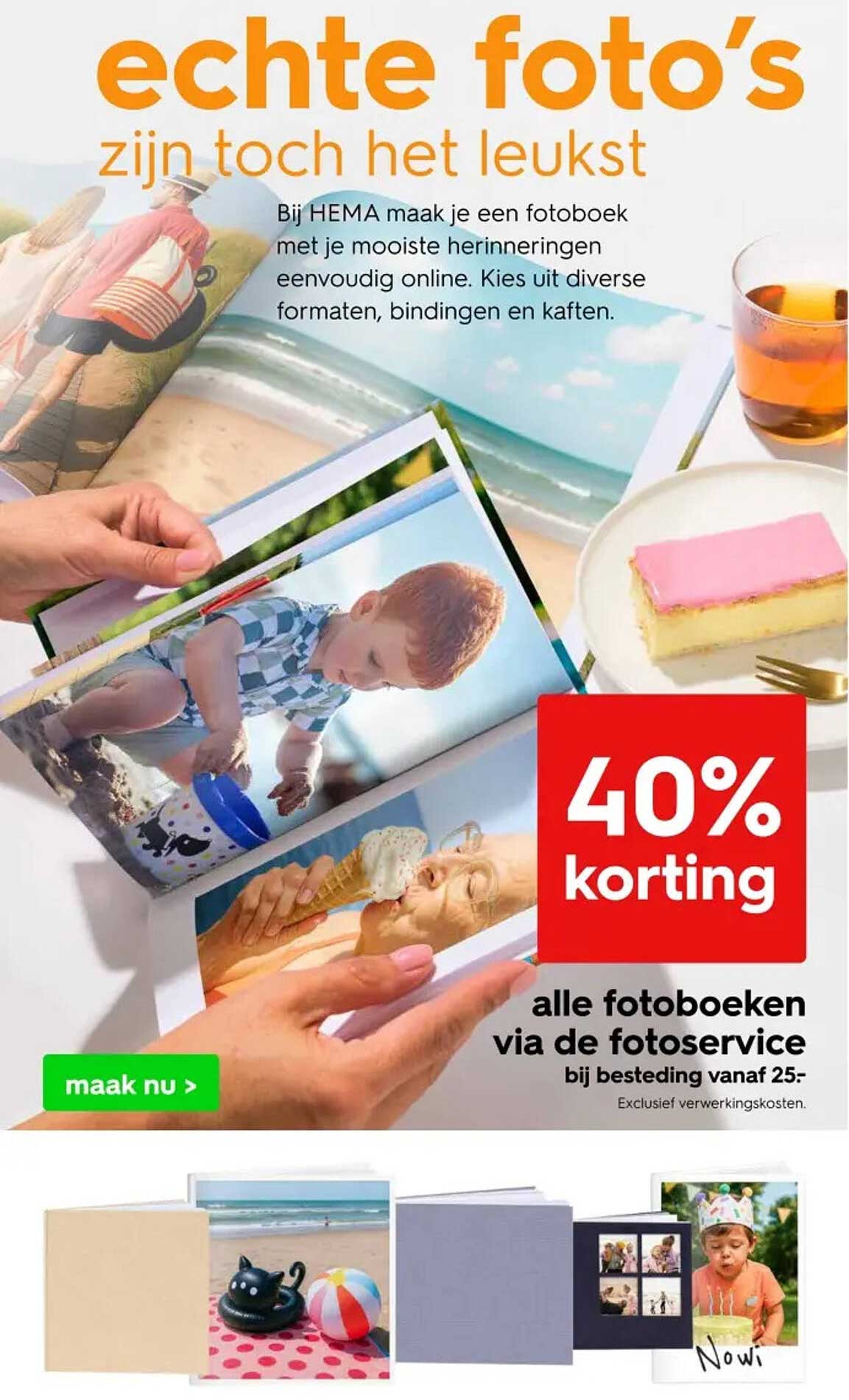 40% korting op alle fotoboeken via de fotoservice bij besteding vanaf 25€