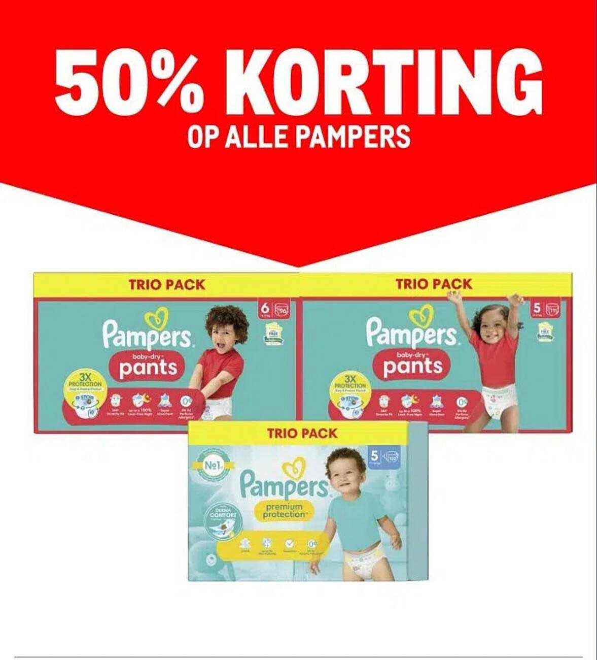 50% KORTING OP ALLE PAMPERS