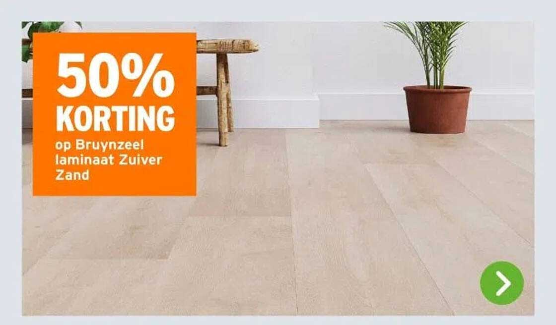 50% KORTING op Bruynzeel laminaat Zuiver Zand
