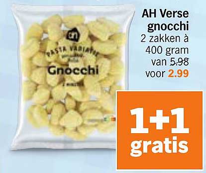 AH Verse gnocchi 2 zakken à 400 gram van 5.98 voor 2.99