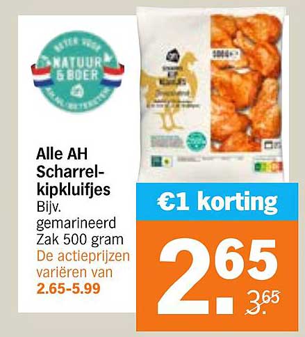 Alle AH Scharrel-kipkluifjes Bijv. gemarineerd Zak 500 gram