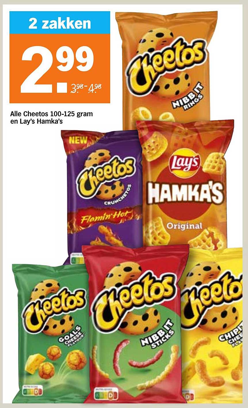 Alle Cheetos 100-125 gram en Lay's Hamka's