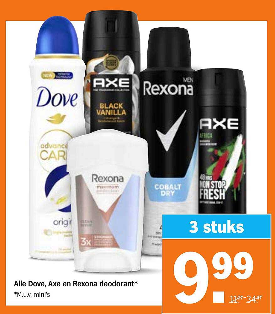 Alle Dove, Axe en Rexona deodorant*