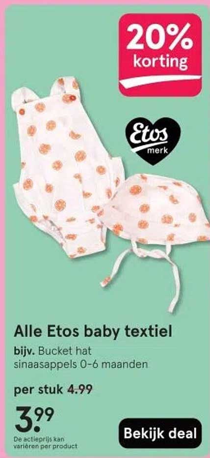 Alle Etos baby textiel bijv. Bucket hat sinasappels 0-6 maanden