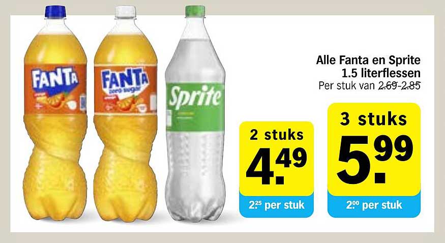 Alle Fanta en Sprite 1.5 literflessen