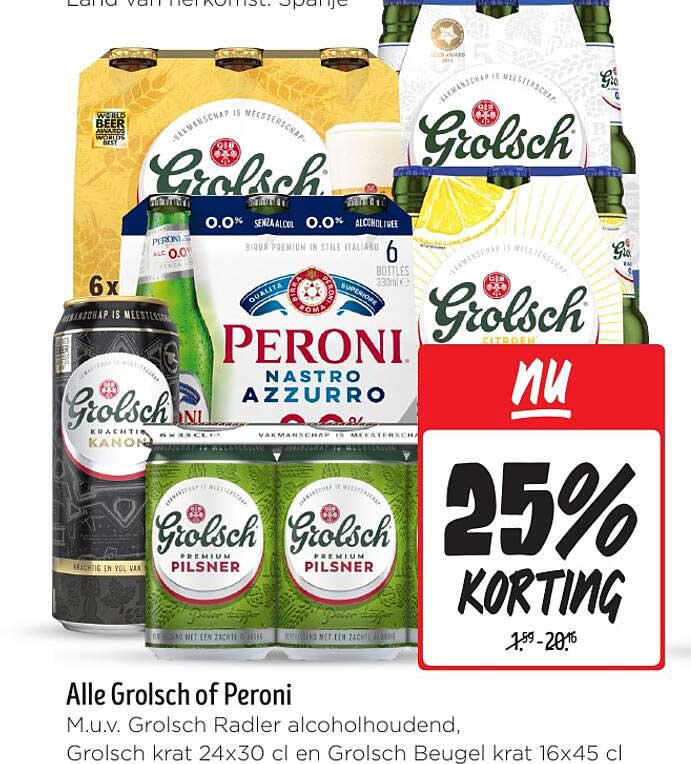Alle Grolsch of Peroni