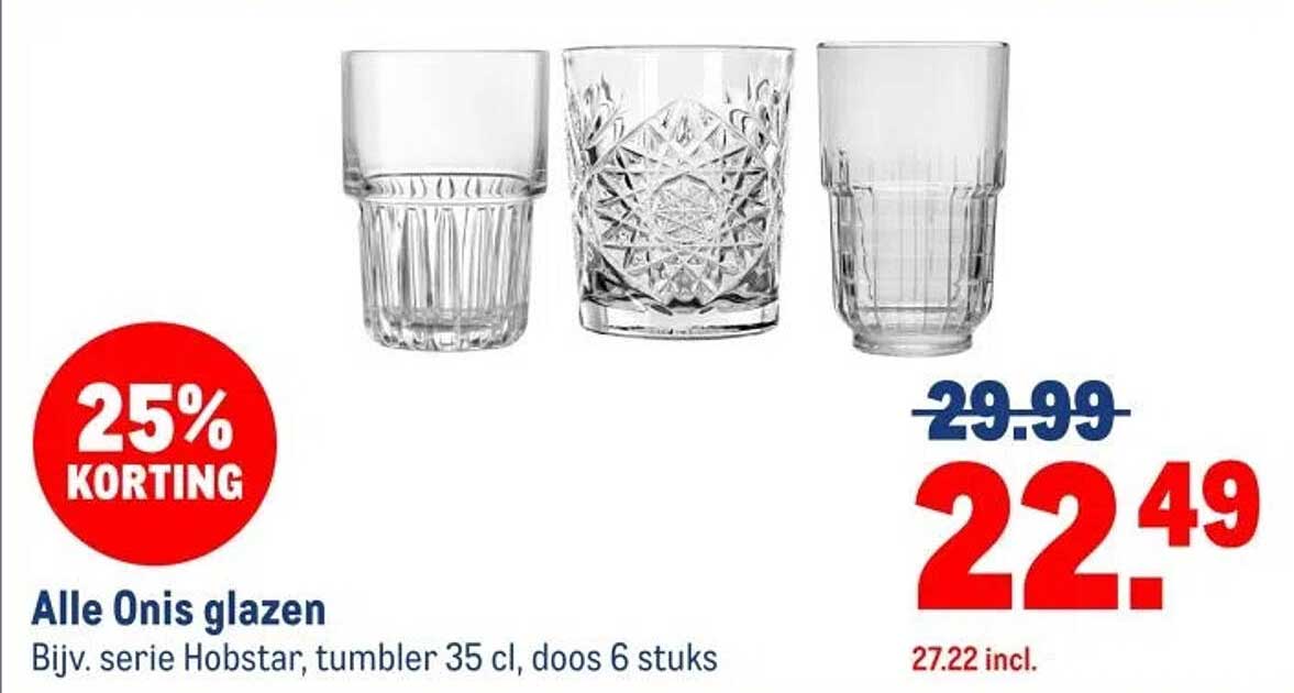 Alle Onis glazen Bijv. serie Hobstar, tumbler 35 cl, doos 6 stuks