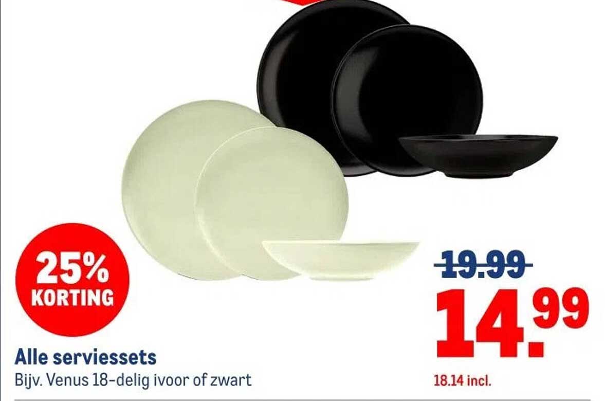 Alle serviessets Bijv. Venus 18-delig ivoor of zwart