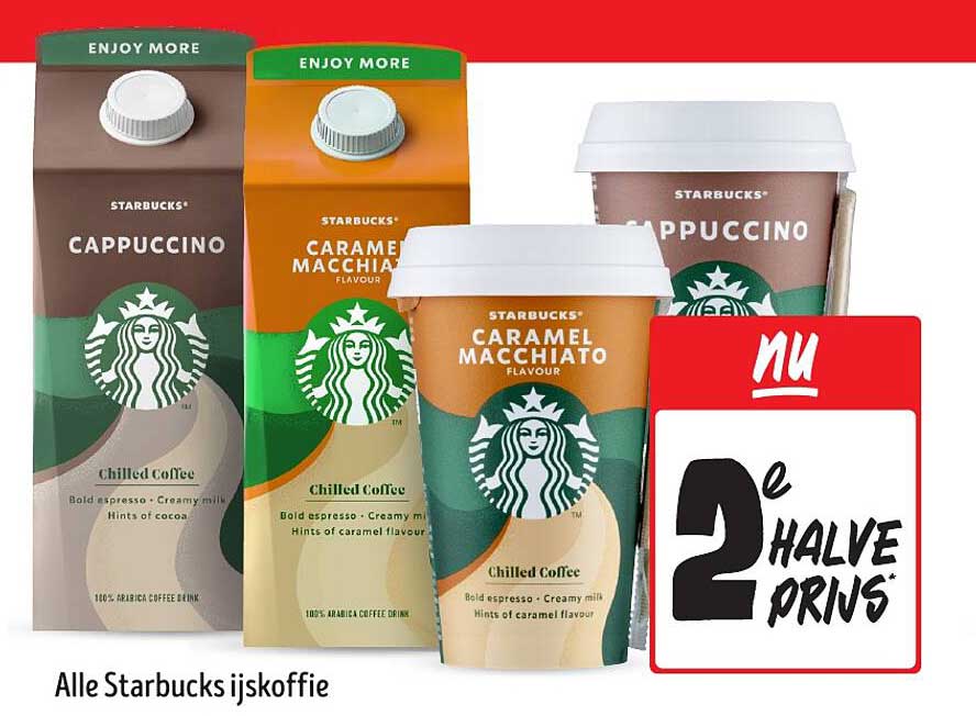 Alle Starbucks ijskoffie - 2e halve prijs