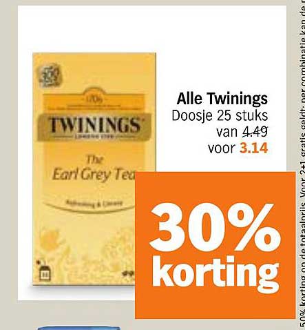 Alle Twinings Doosje 25 stuks van 4.49 voor 3.14