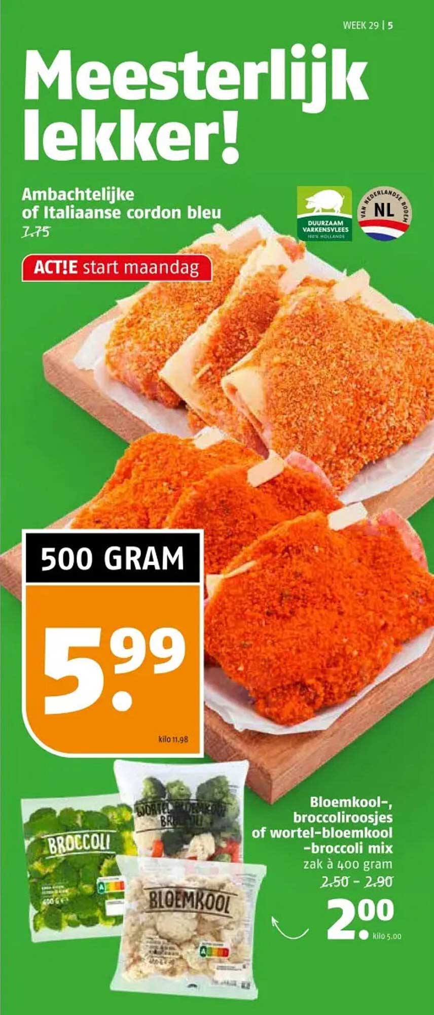 Ambachtelijke of Italiaanse cordon bleu 500 gram