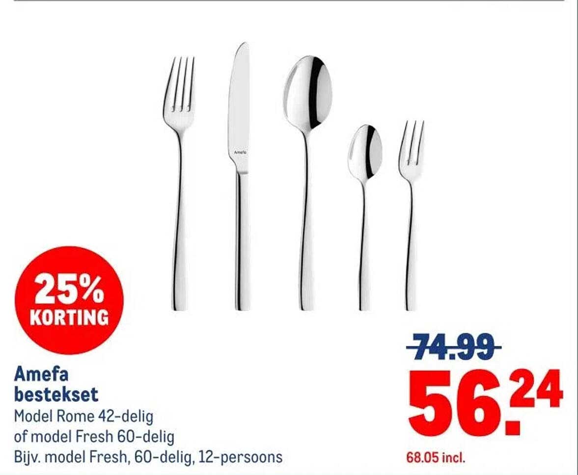 Amefa bestekset Model Rome 42-delig of model Fresh 60-delig