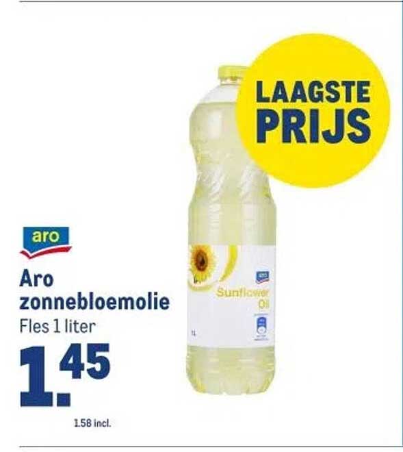 Aro zonnebloemolie Fles 1 liter