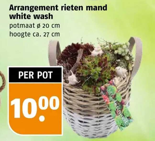 Arrangement rieten mand white wash
