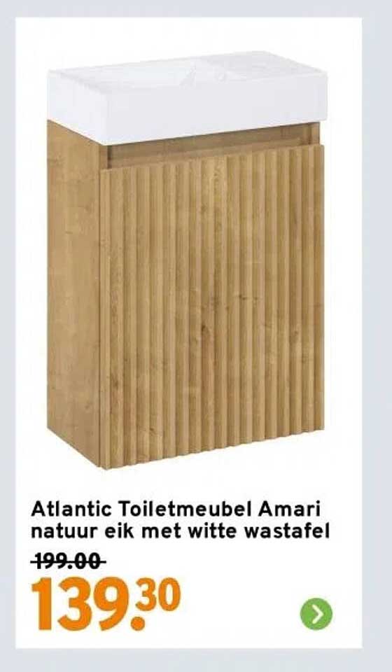 Atlantic Toile meuble Amari natuur eik met witte wastafel