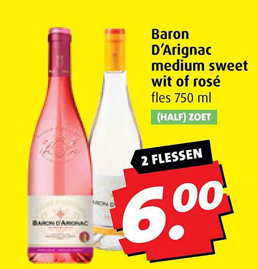 Baron D'Arignac medium sweet wit of rosé fles 750 ml