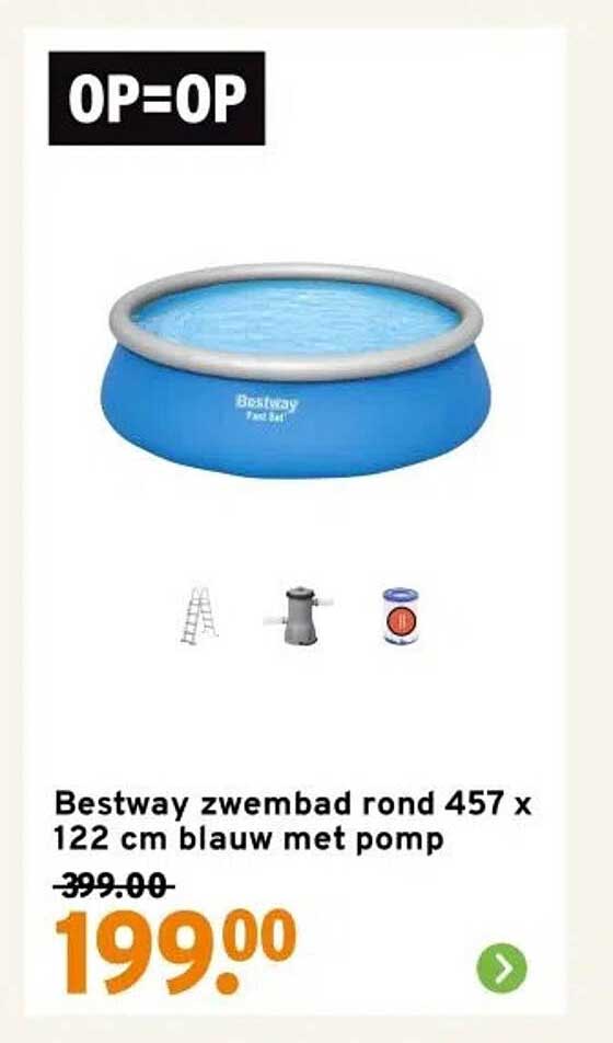 Bestway zwembad rond 457 x 122 cm blauw met pomp