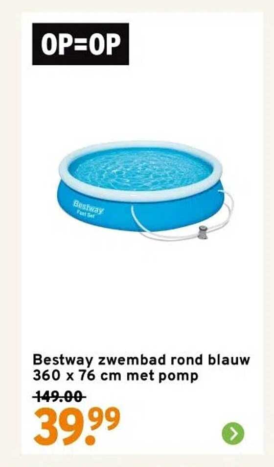 Bestway zwembad rond blauw 360 x 76 cm met pomp