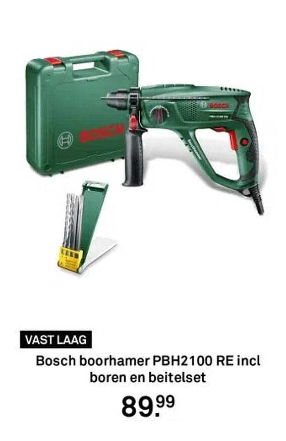 Bosch boorhamer PBH2100 RE incl boren en beitelset
