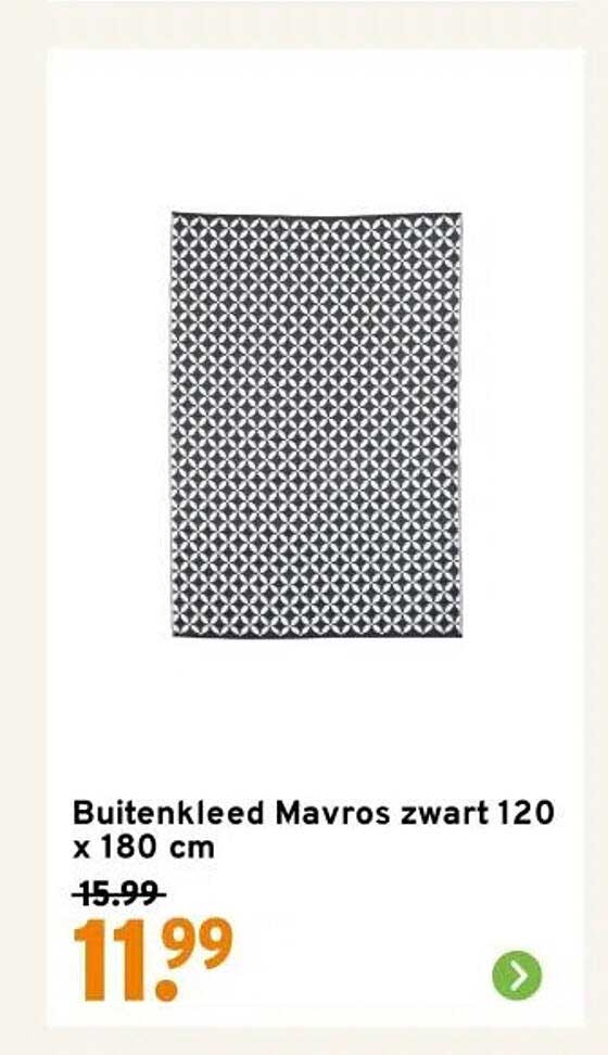 Buitenkleed Mavros zwart 120 x 180 cm