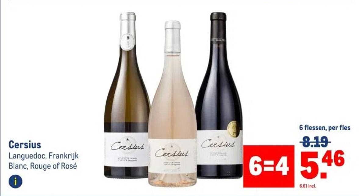Cersius, Languedoc, Frankrijk Blanc, Rouge of Rosé