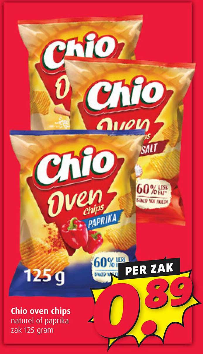 Chio oven chips naturel of paprika zak 125 gram