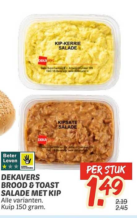 DEKAVERS BROOD & TOAST SALADE MET KIP