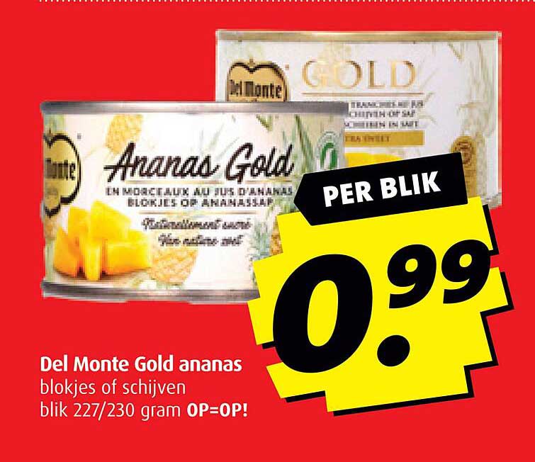 Del Monte Gold ananas blokjes of schijven blik 227/230 gram OP=OP!