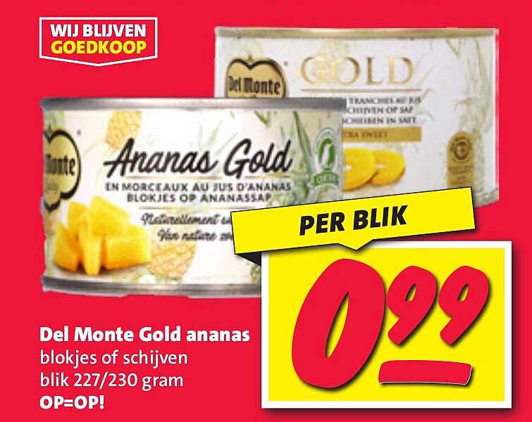 Del Monte Gold ananas blokjes of schijven blik 227/230 gram