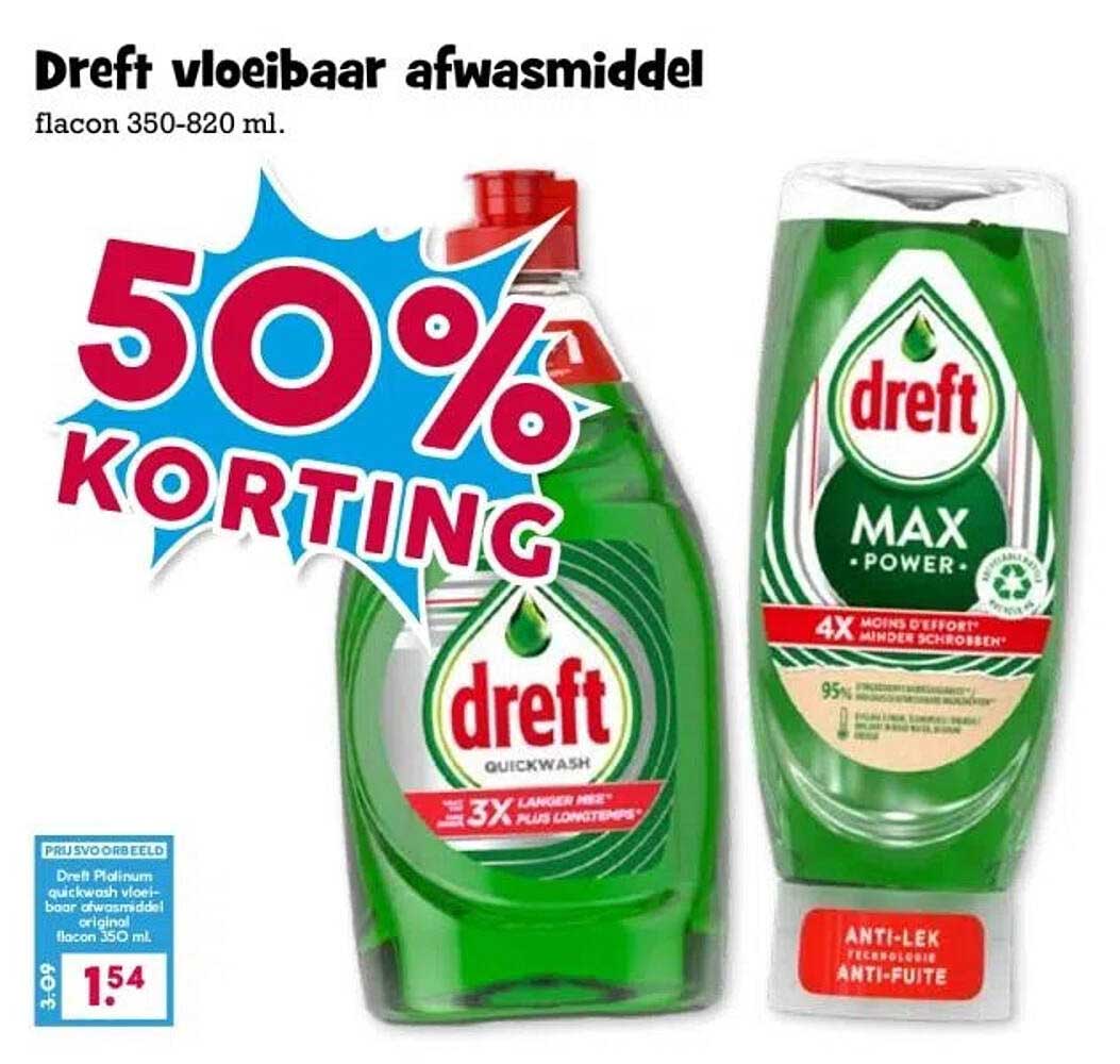 Dreft vloeibaar afwasmiddel flacon 350-820 ml.
