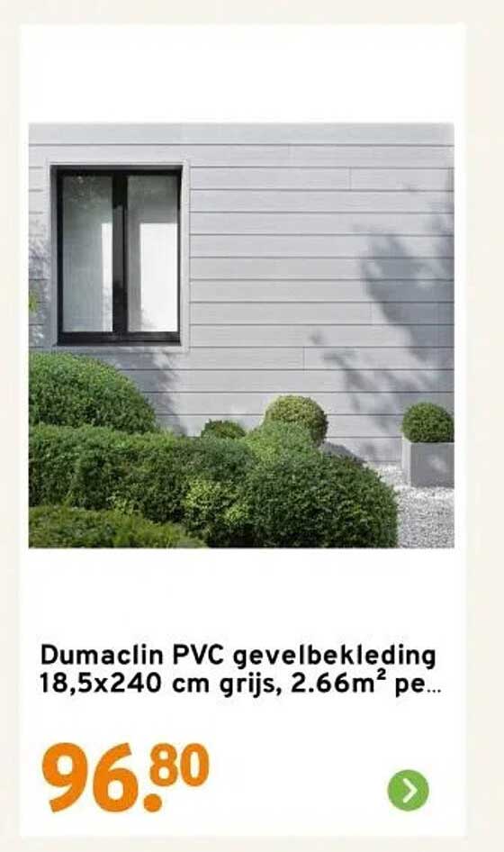 Dumaclin PVC gevelbekleding 18,5x240 cm grijs, 2,66m²