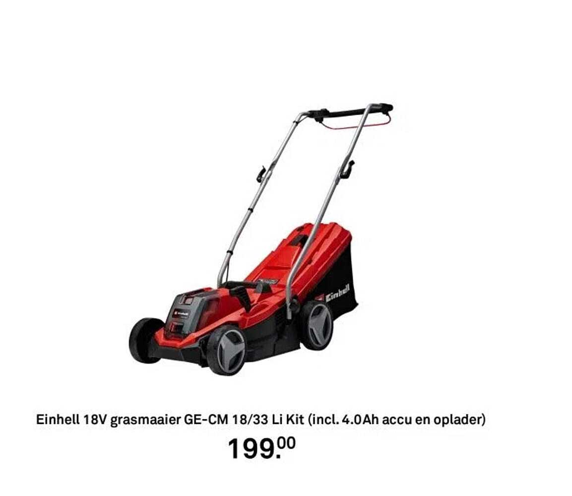 Einhell 18V grasmaaier GE-CM 18/33 Li Kit (incl. 4.0Ah accu en oplader)
