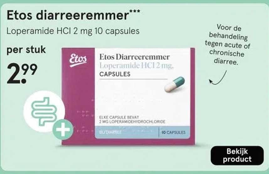 Etos diarreeremmer*** Loperamide HCI 2 mg 10 capsules