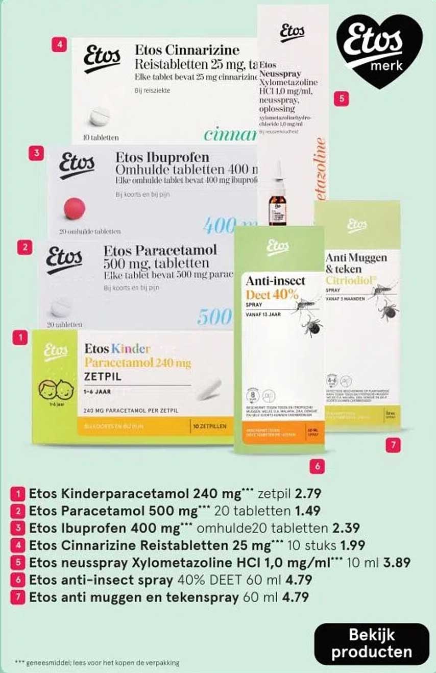 Etos Paracetamol 500 mg, tabletten