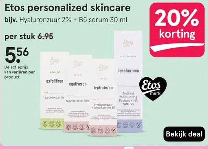 Etos personalized skincare bijv. Hyaluronzuur 2% + B5 serum 30 ml