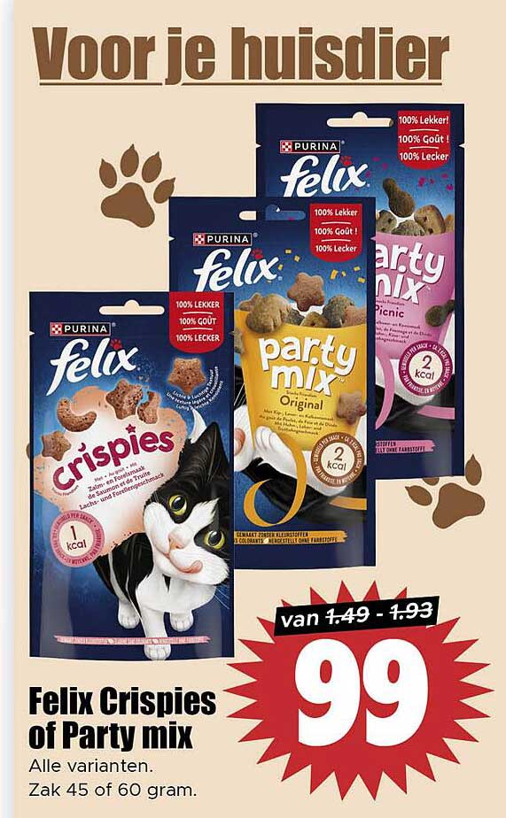 Felix Crispies of Party mix