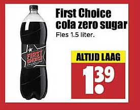 First Choice cola zero sugar Fles 1.5 liter