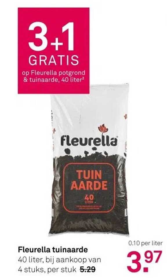 Fleurella tuinaarde 40 liter, bij aankoop van 4 stuks, per stuk 3.97