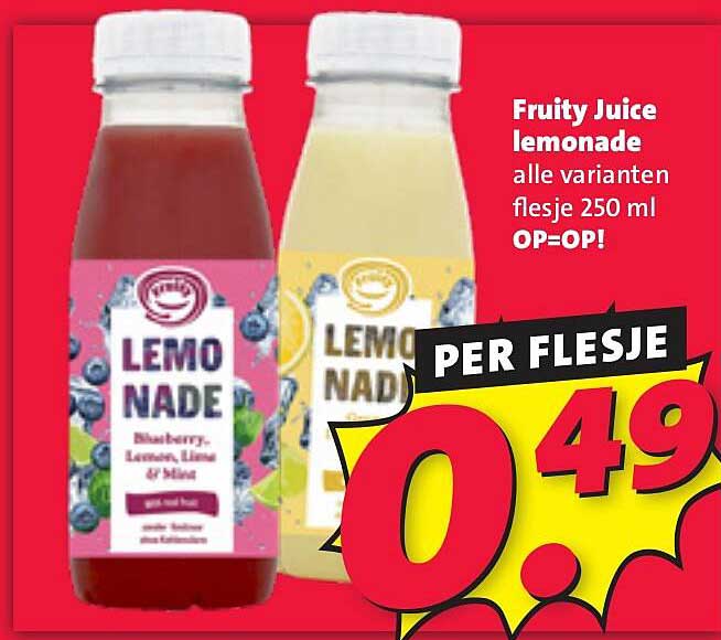 Fruity Juice lemonade alle varianten flesje 250 ml OP=OP!