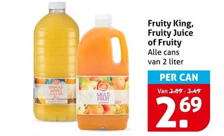 Fruity King, Fruity Juice of Fruity Alle cans van 2 liter