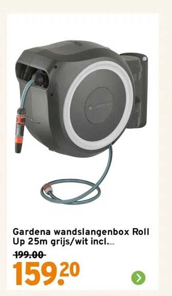 Gardena wandslangenbox Roll Up 25m grijs/wit