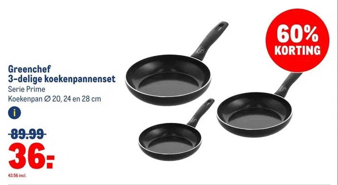 Greenchef 3-delige koekenpannenset