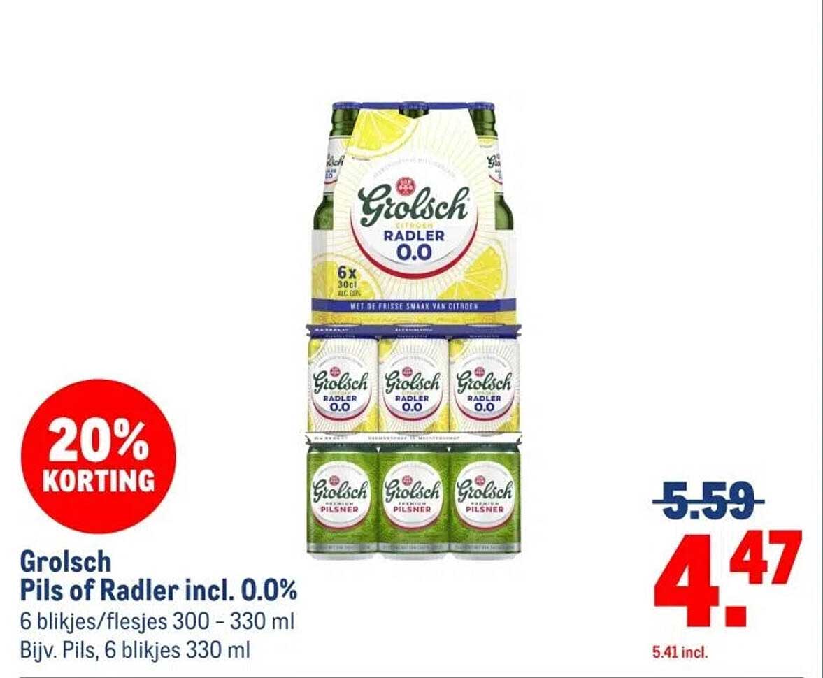 Grolsch Pils of Radler incl. 0.0%