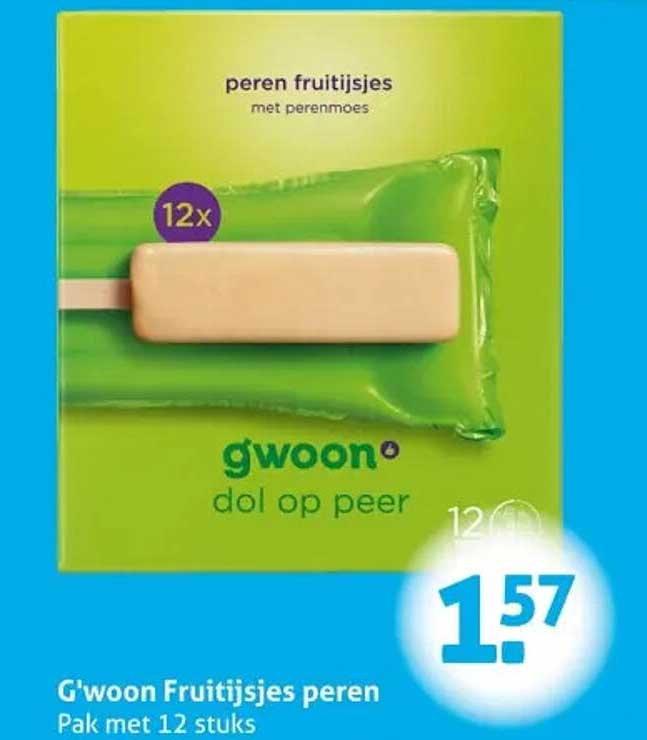 G'woon Fruijtijsjes peren Pak met 12 stuks