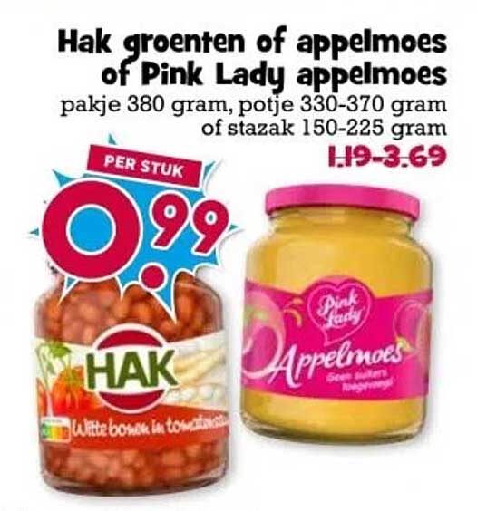 Hak groenten of appelmoes of Pink Lady appelmoes