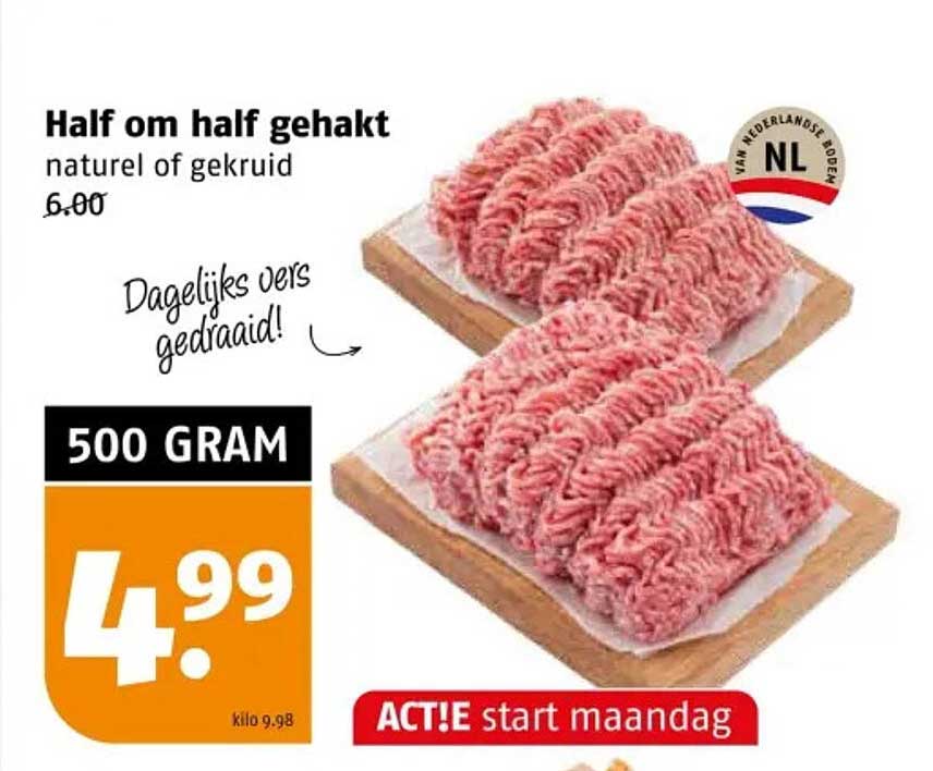 Half om half gehakt naturel of gekruid