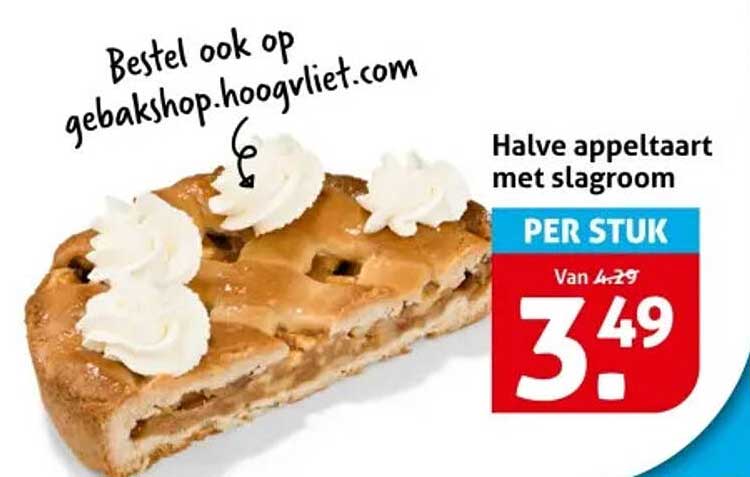 Halve appeltaart met slagroom